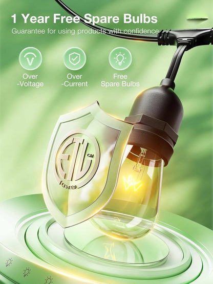 8 FT Outdoor String Lights Commercial Grade Weatherproof Strand